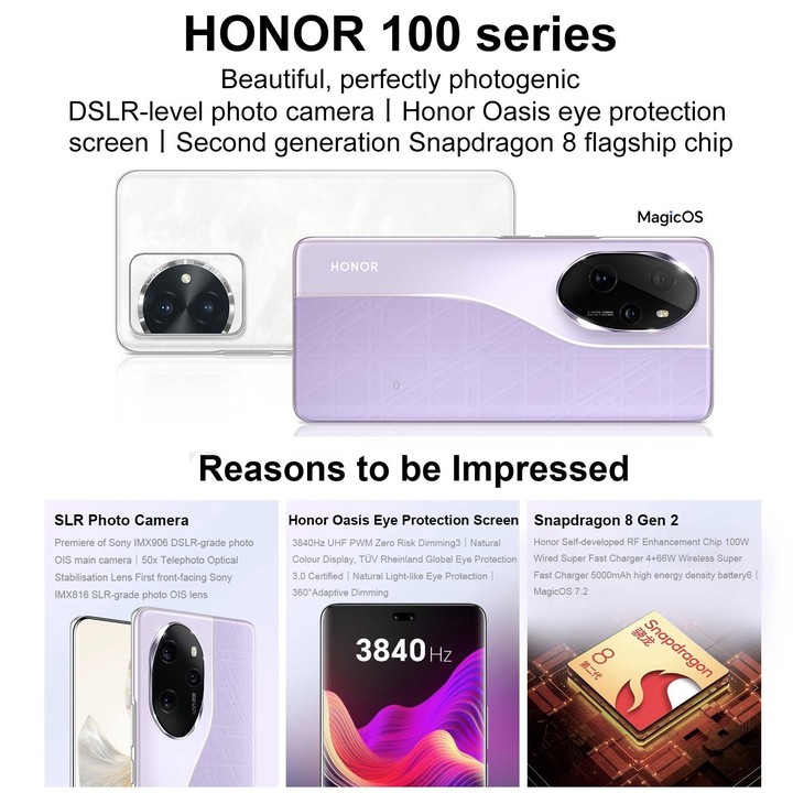 Honor 100 Pro, 16GB+512GB, Screen Fingerprint Identification, 6.78 inch MagicOS 7.2 Snapdragon 8 Gen 2 Octa Core up to 3.19GHz,