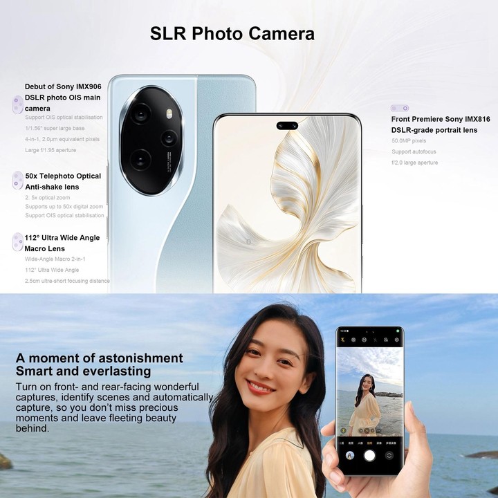 Honor 100 Pro, 16GB+512GB, Screen Fingerprint Identification, 6.78 inch MagicOS 7.2 Snapdragon 8 Gen 2 Octa Core up to 3.19GHz,