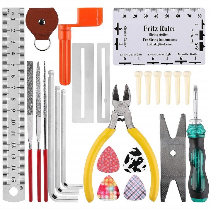 Guitar Repair Tool Set File Wrench Chord Cut And Winder Frets Polishing
