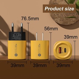 PD20W Type-C + USB QC3.0 Charging Charger, Plug Type:US Plug(Yellow)