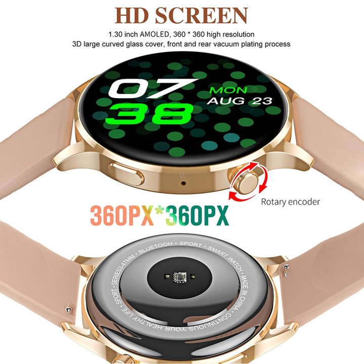 Watch3 Pro 1.3 inch AMOLED Screen Wireless Charging Smart Watch, Supports BT Call / NFC(Champagne)