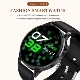 Watch3 Pro 1.3 inch AMOLED Screen Wireless Charging Smart Watch, Supports BT Call / NFC(Champagne)