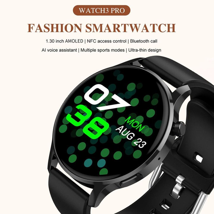 Watch3 Pro 1.3 inch AMOLED Screen Wireless Charging Smart Watch, Supports BT Call / NFC(Silver)