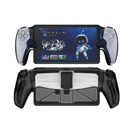 For Sony PlayStation Portal TPU + PC Game Console Protective Case with Holder(Black)