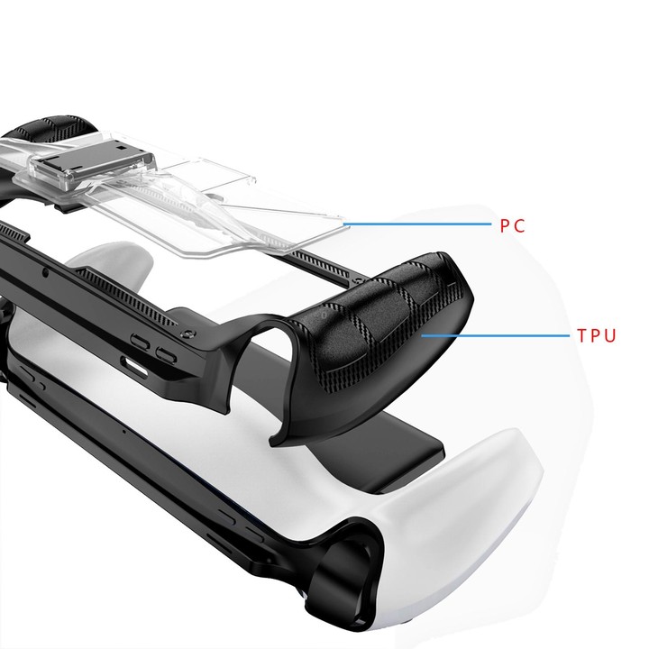 For Sony PlayStation Portal TPU + PC Game Console Protective Case with Holder(White)