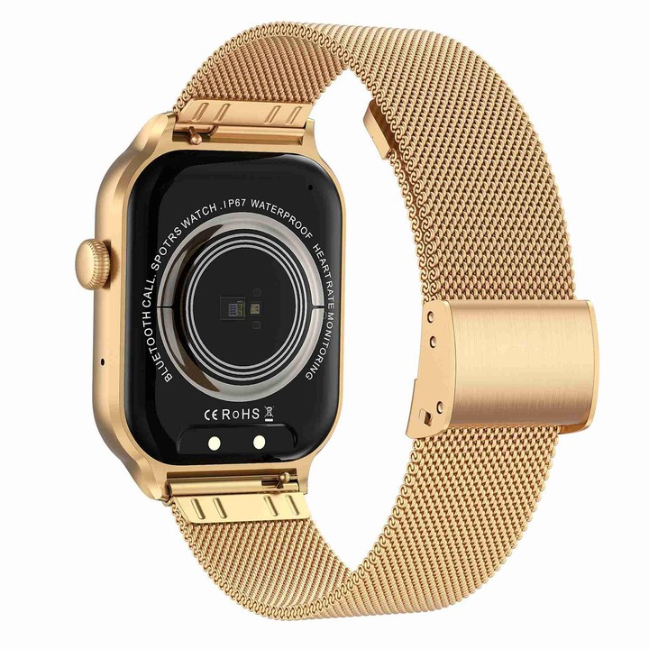 2.01 inch Milanese Steel Strap Bluetooth Call Smart Watch Support Heart Rate Monitoring / Non-invasive Blood Sugar(Gold)