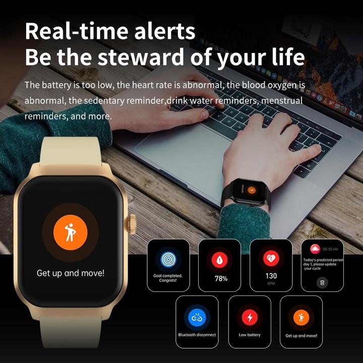 2.01 inch Leather Strap Bluetooth Call Smart Watch Support Heart Rate Monitoring / Non-invasive Blood Sugar(Brown)