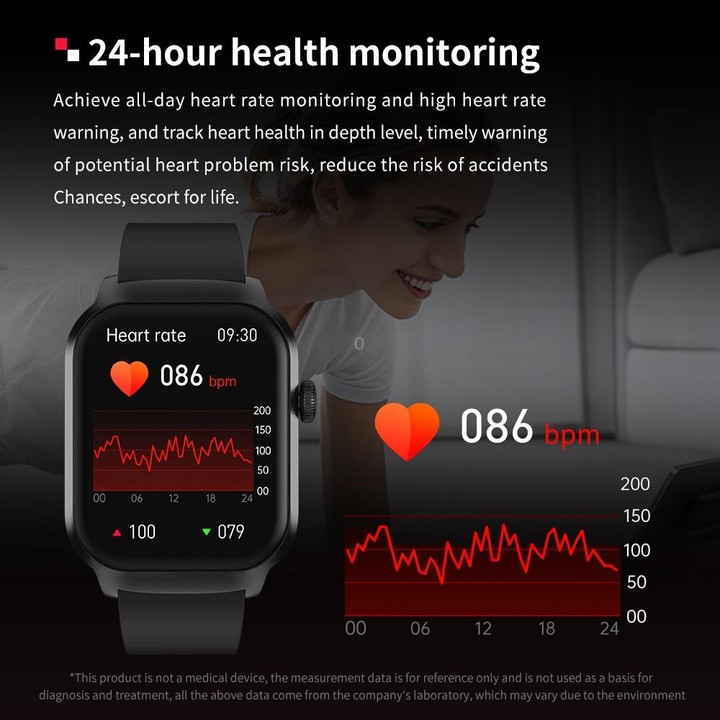 2.01 inch Silicone Strap Bluetooth Call Smart Watch Support Heart Rate Monitoring / Non-invasive Blood Sugar(Black)