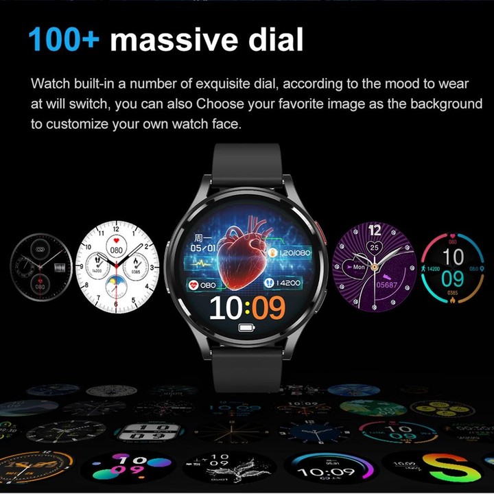 1.43 inch Leather Strap Bluetooth Call Smart Watch Support ECG / Non-invasive Blood Sugar(Black)