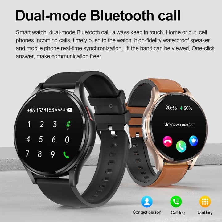 1.43 inch Leather Strap Bluetooth Call Smart Watch Support ECG / Non-invasive Blood Sugar(Black)