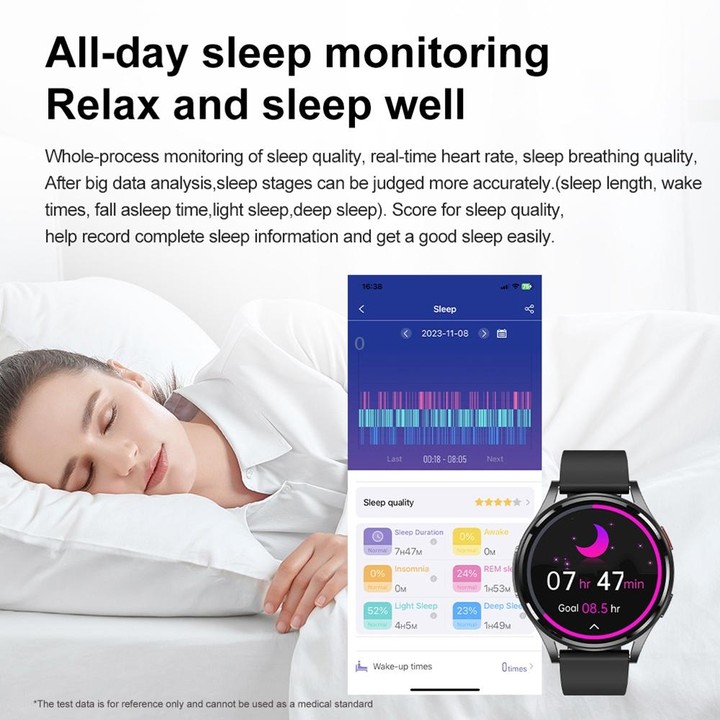 1.43 inch Leather Strap Bluetooth Call Smart Watch Support ECG / Non-invasive Blood Sugar(Black)