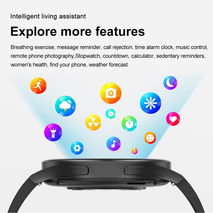 1.43 inch Leather Strap Bluetooth Call Smart Watch Support ECG / Non-invasive Blood Sugar(Black)