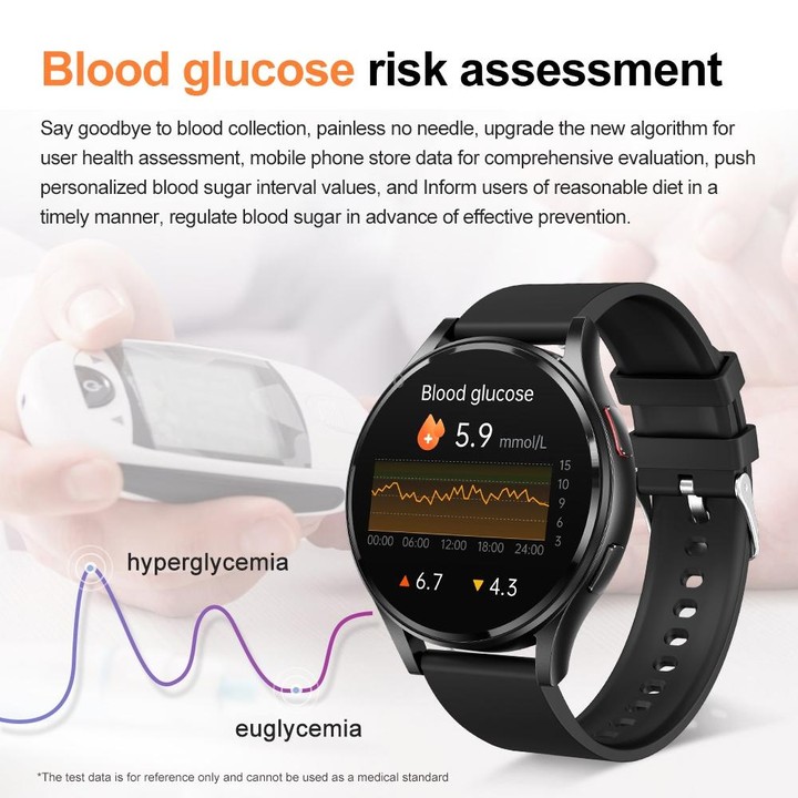 1.43 inch Leather Strap Bluetooth Call Smart Watch Support ECG / Non-invasive Blood Sugar(Black)