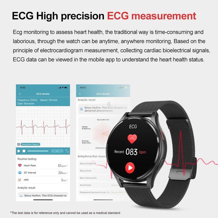 1.43 inch Leather Strap Bluetooth Call Smart Watch Support ECG / Non-invasive Blood Sugar(Black)