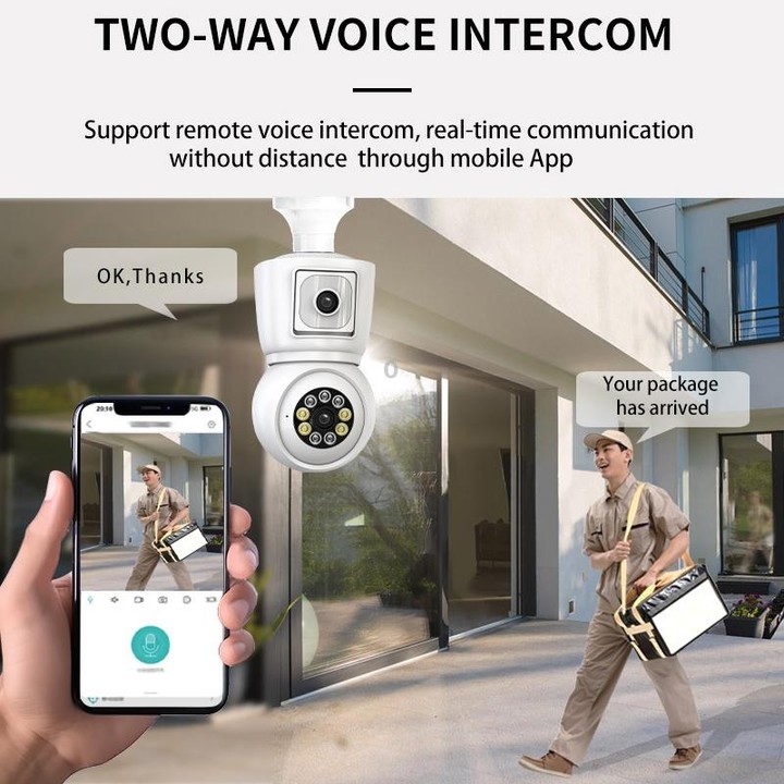 DP44 Bulb-type Motion Tracking Night Vision Smart Camera Supports Voice Intercom(White)