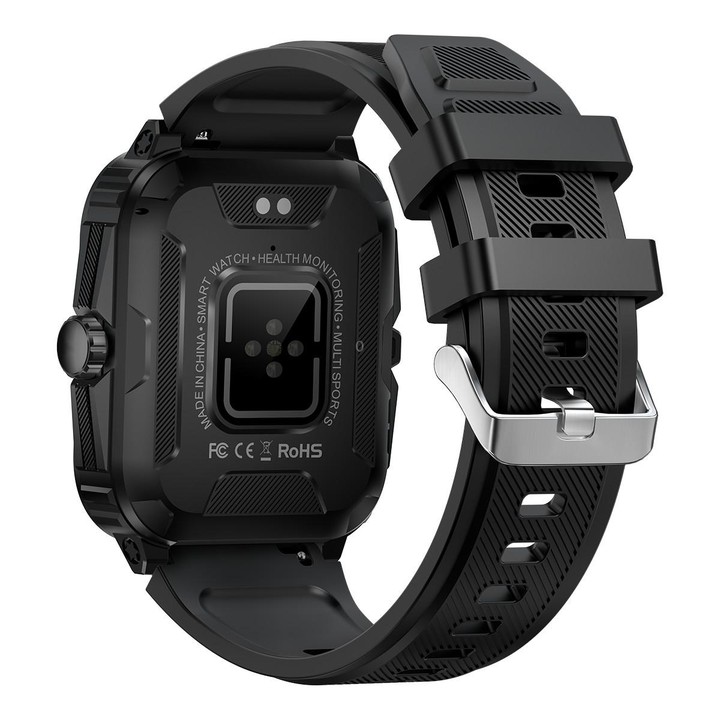KT71 1.96 inch HD Square Screen Rugged Smart Watch Supports Bluetooth Calls/Sleep Monitoring/Blood Oxygen Monitoring(Black + Sil