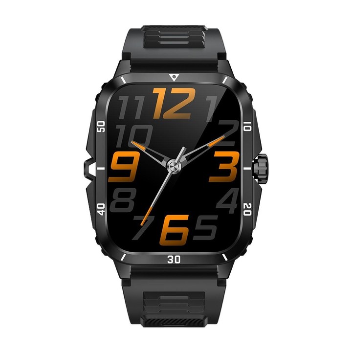 KT71 1.96 inch HD Square Screen Rugged Smart Watch Supports Bluetooth Calls/Sleep Monitoring/Blood Oxygen Monitoring(Black + Sil