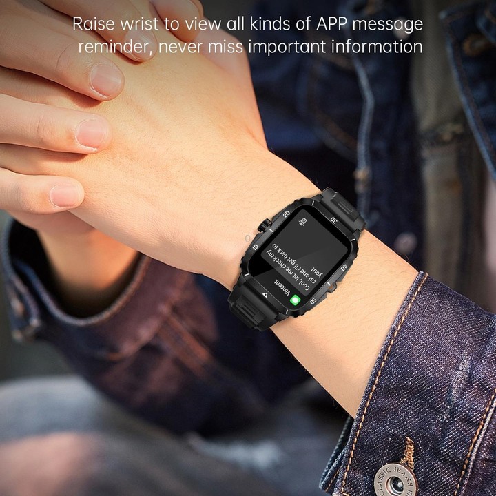 KT71 1.96 inch HD Square Screen Rugged Smart Watch Supports Bluetooth Calls/Sleep Monitoring/Blood Oxygen Monitoring(Black + Sil