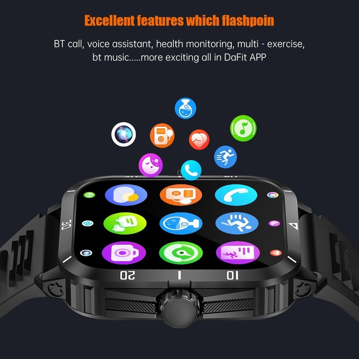 KT71 1.96 inch HD Square Screen Rugged Smart Watch Supports Bluetooth Calls/Sleep Monitoring/Blood Oxygen Monitoring(Black + Sil
