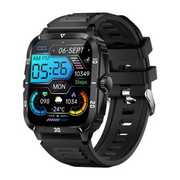 KT71 1.96 inch HD Square Screen Rugged Smart Watch Supports Bluetooth Calls/Sleep Monitoring/Blood Oxygen Monitoring(Black + Sil