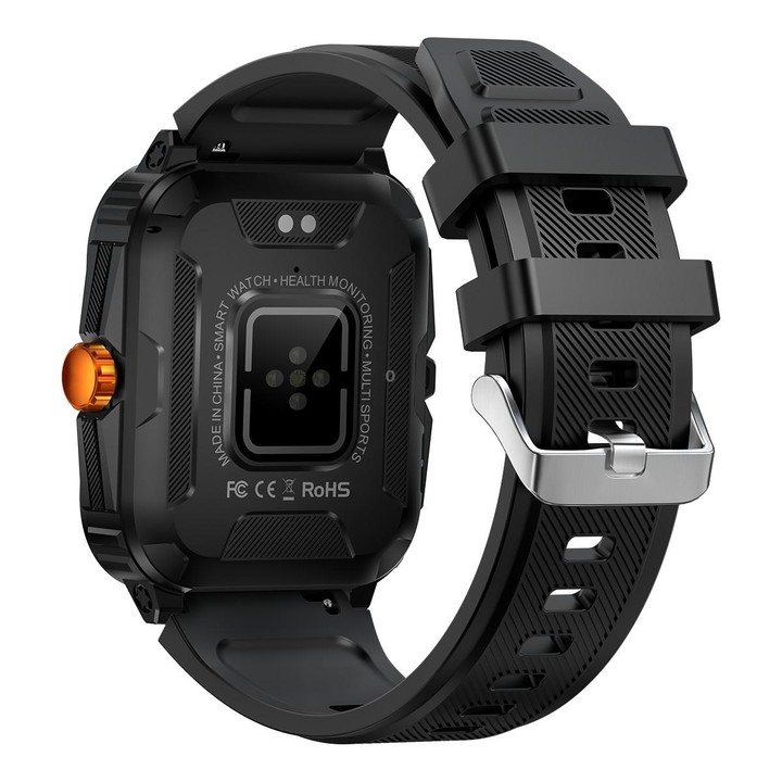KT71 1.96 inch HD Square Screen Rugged Smart Watch Supports Bluetooth Calls/Sleep Monitoring/Blood Oxygen Monitoring(Black + Gol