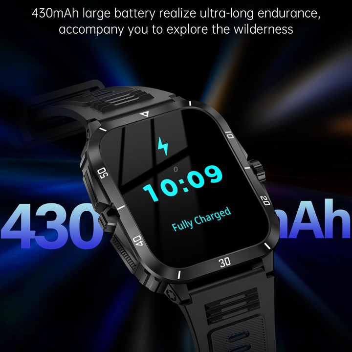 KT71 1.96 inch HD Square Screen Rugged Smart Watch Supports Bluetooth Calls/Sleep Monitoring/Blood Oxygen Monitoring(Black + Gol