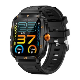 KT71 1.96 inch HD Square Screen Rugged Smart Watch Supports Bluetooth Calls/Sleep Monitoring/Blood Oxygen Monitoring(Black + Gol