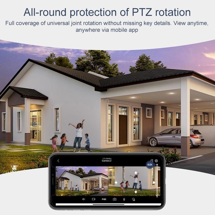 QX103 Humanoid Recognition AI Alarm WiFi Dome Triple IP Camera(US Plug)