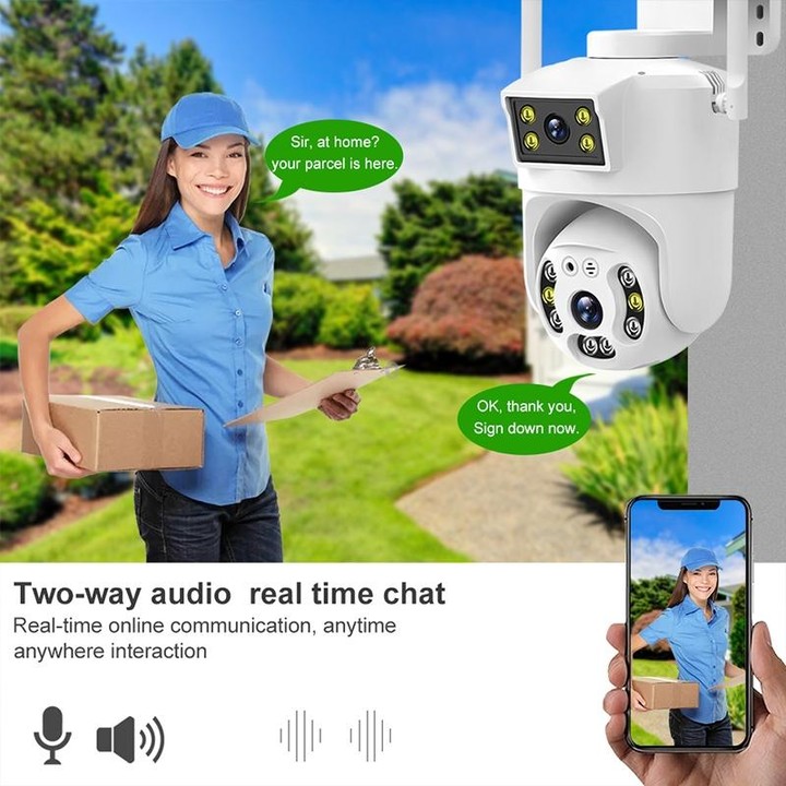 QX106 2MP Outdoor Waterproof WiFi Dual Lens Surveillance Camera(EU Plug)