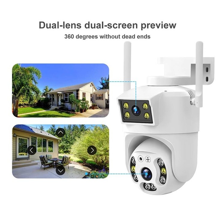 QX106 2MP Outdoor Waterproof WiFi Dual Lens Surveillance Camera(EU Plug)