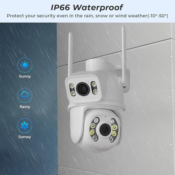 QX95 6MP WiFi Dual Camera Supports Two-way Voice Intercom & AI Recognition(EU Plug)