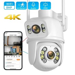 QX95 6MP WiFi Dual Camera Supports Two-way Voice Intercom & AI Recognition(EU Plug)