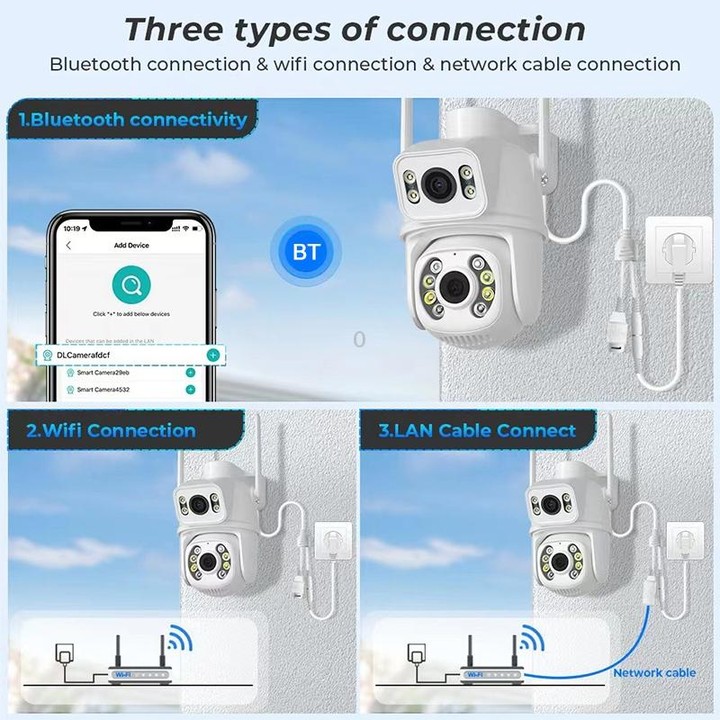 QX95 6MP WiFi Dual Camera Supports Two-way Voice Intercom & AI Recognition(AU Plug)