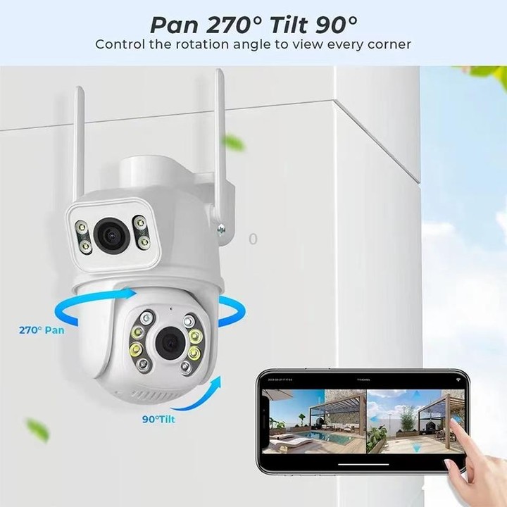 QX95 6MP WiFi Dual Camera Supports Two-way Voice Intercom & AI Recognition(AU Plug)