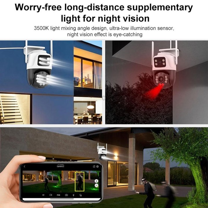 QX101 6MP WiFi Dual Camera Supports Two-way Voice Intercom & Infrared Night Vision(AU Plug)
