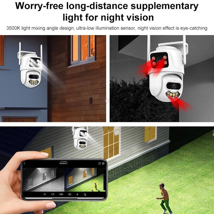 QX102 3MP WiFi Triple Camera Supports Two-way Voice Intercom & Infrared Night Vision(EU Plug)