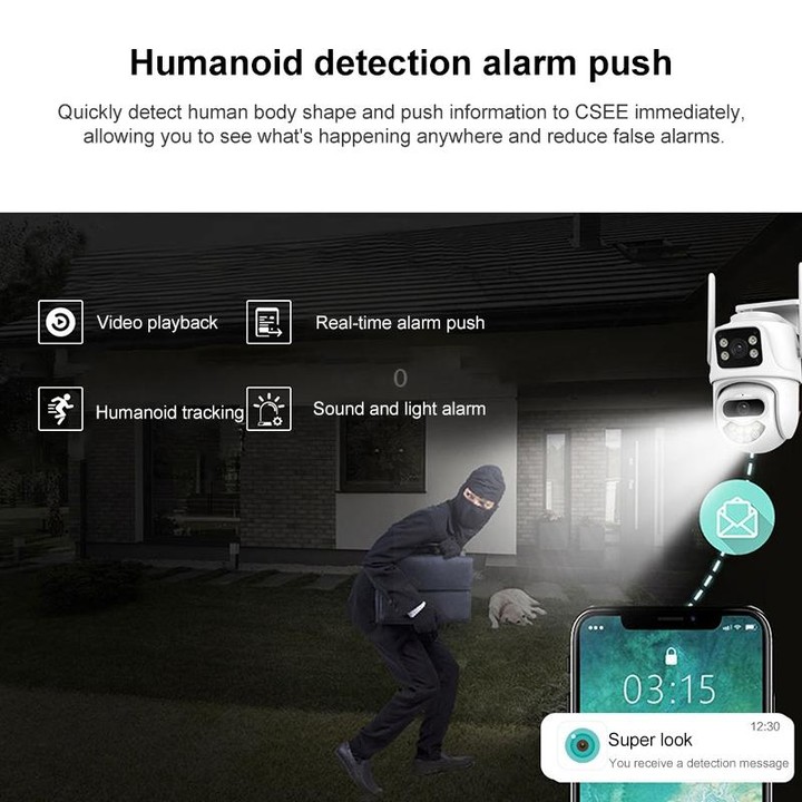 QX102 3MP WiFi Triple Camera Supports Two-way Voice Intercom & Infrared Night Vision(US Plug)