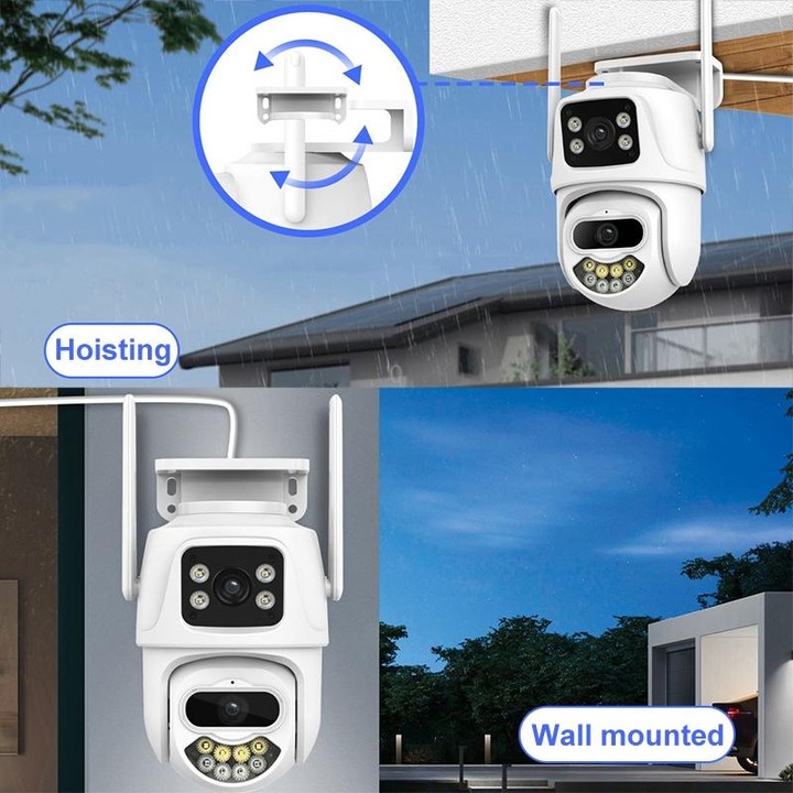 QX102 3MP WiFi Triple Camera Supports Two-way Voice Intercom & Infrared Night Vision(US Plug)