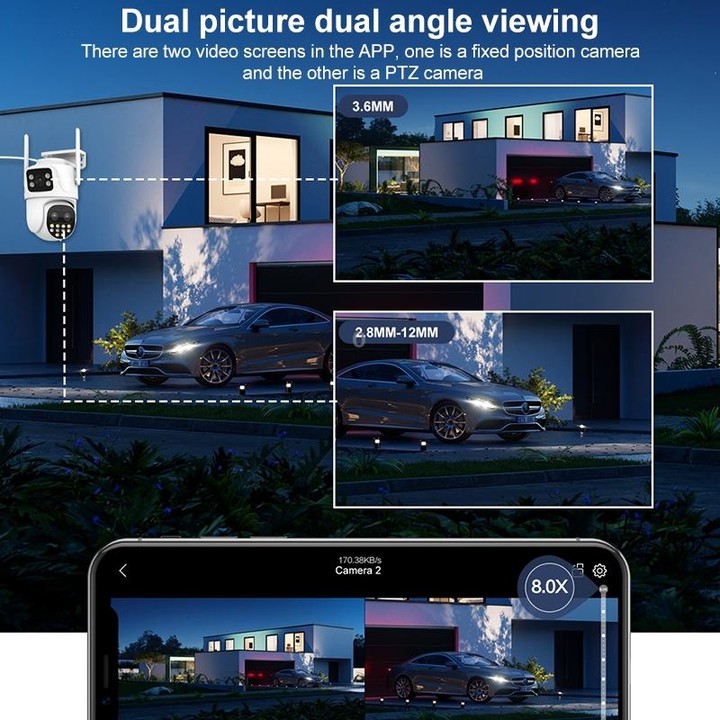 QX104 3MP WiFi Triple Camera Supports Human Face Recognition & AI Alarm(EU Plug)