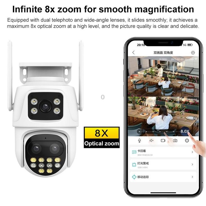QX104 3MP WiFi Triple Camera Supports Human Face Recognition & AI Alarm(EU Plug)