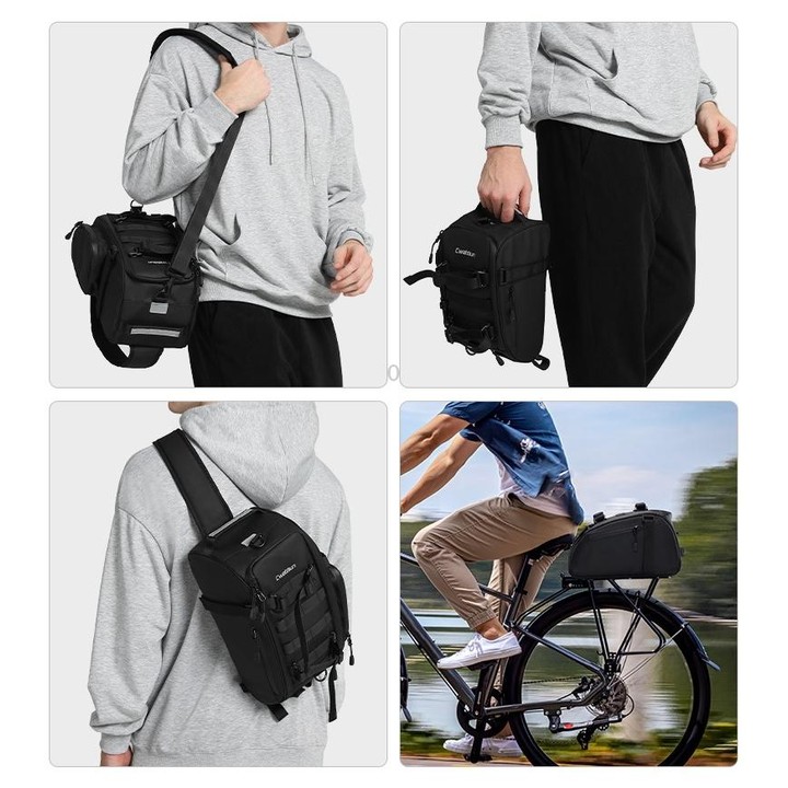 CADeN D116 Mountain Bike Panniers Tail Bags Crossbody Camera Bag Photography Lens Shoulder Bag, Size:37 x 19.5 x 23cm(Black)