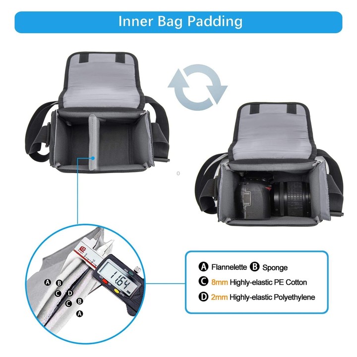 Cwatcun D52 Crossbody Camera Bag Photography Lens Shoulder Bag, Size:17 x 18 x 11cm(Black)