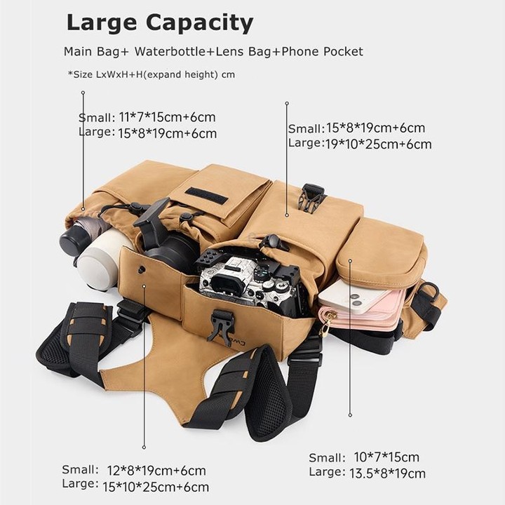 Cwatcun D104 Camera Waist Pack Vest Bag, Size:75 x 10.5 x 27.5cm(Earth)