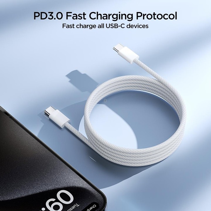 JOYROOM S-A45 1m 60W USB-C / Type-C to USB-C / Type-C Ben Series Fast Charging Data Cable(White)