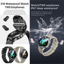 X10 Headphones Smart Watch 1.39 inch Waterproof Bracelet, Support Bluetooth Call / NFC / Heart Rate(Black + Siliver)