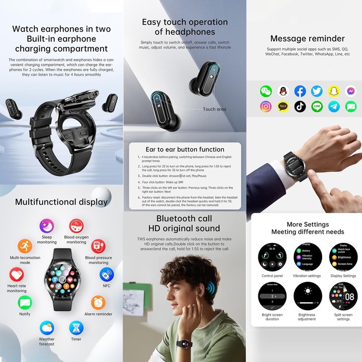 X10 Headphones Smart Watch 1.39 inch Waterproof Bracelet, Support Bluetooth Call / NFC / Heart Rate(Silver + Silicone)