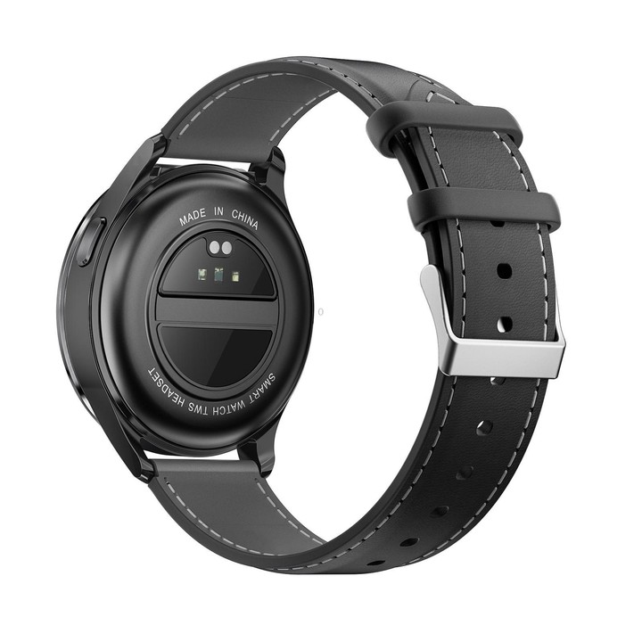 X10 Headphones Smart Watch 1.39 inch Waterproof Bracelet, Support Bluetooth Call / NFC / Heart Rate(Black + Leather)