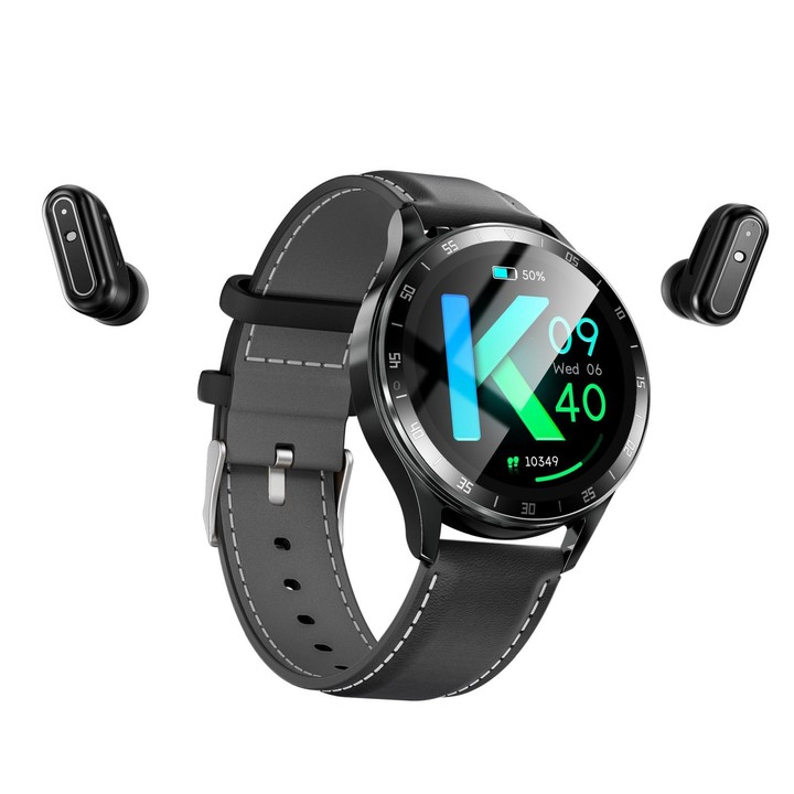 X10 Headphones Smart Watch 1.39 inch Waterproof Bracelet, Support Bluetooth Call / NFC / Heart Rate(Black + Leather)