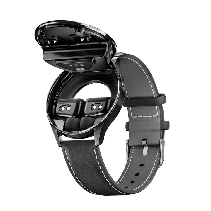 X10 Headphones Smart Watch 1.39 inch Waterproof Bracelet, Support Bluetooth Call / NFC / Heart Rate(Black + Leather)