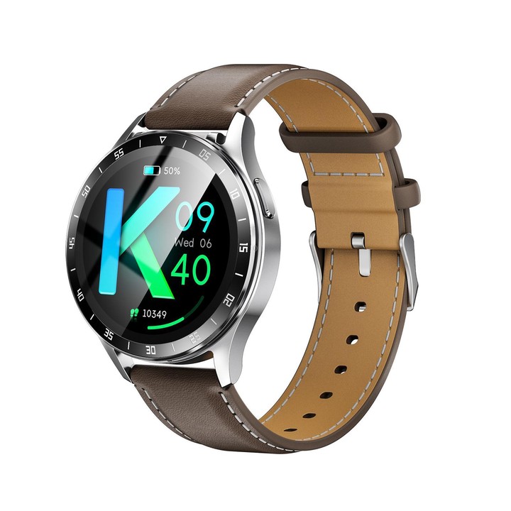 X10 Headphones Smart Watch 1.39 inch Waterproof Bracelet, Support Bluetooth Call / NFC / Heart Rate(Silver + Brown Leather)